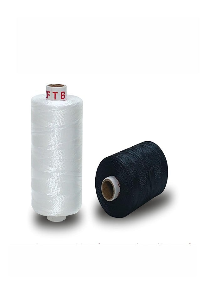 Domick Ultra-Thin Strong Bright Nylon High Tensile Strength Bright 2 Ply Thread for Beading Jewellery and Craft Making. (Nylon 1 PCS BLK 1 PCS WHT) - Image 1